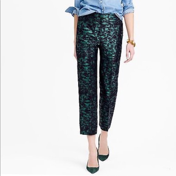 J. Crew Pants - NWT J Crew Metallic green cropped pant size 6 $138